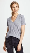 Monrow V-neck Short-sleeve Jersey Tee In Granite
