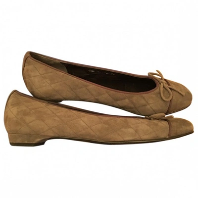 Pre-owned Stuart Weitzman Anthracite Suede Ballet Flats
