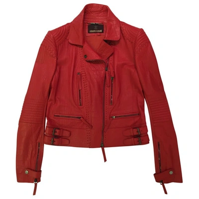 Pre-owned Roberto Cavalli Leather Short Vest In Red