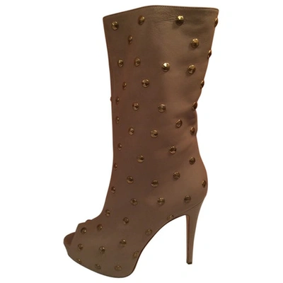 Pre-owned Brian Atwood Leather Boots In Beige