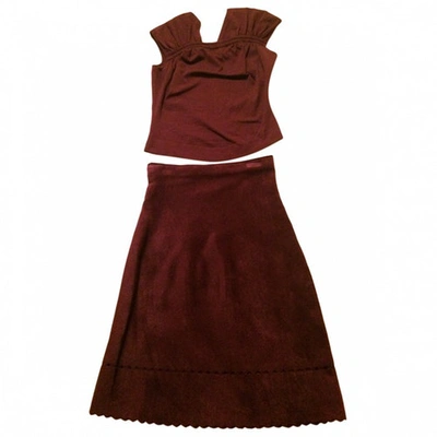 Pre-owned Alaïa Wool Mini Dress In Burgundy
