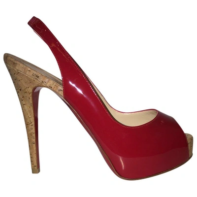 Pre-owned Christian Louboutin So Private 120 Red Patent Cork Heels
