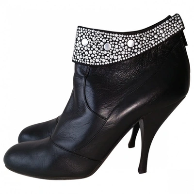 Pre-owned Gina Leather Ankle Boots In Black