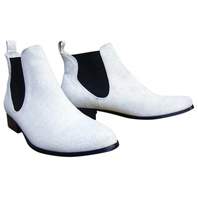Pre-owned Claudie Pierlot Leather Ankle Boots In White