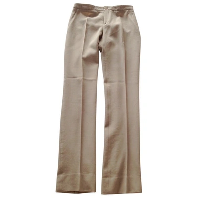 Pre-owned Gucci Wool Straight Pants In Beige
