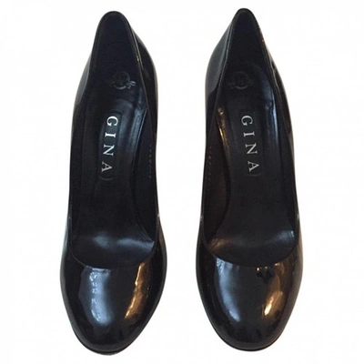 Pre-owned Gina Black Patent Pumps