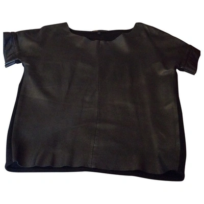 Pre-owned Maje Leather Top In Black