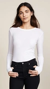 ENZA COSTA CUFFED CREW TOP WHITE,ENZAC40457