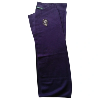 Pre-owned Lauren Ralph Lauren Wool Scarf In Purple