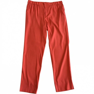 Pre-owned Roberto Cavalli Silk Trousers In Red