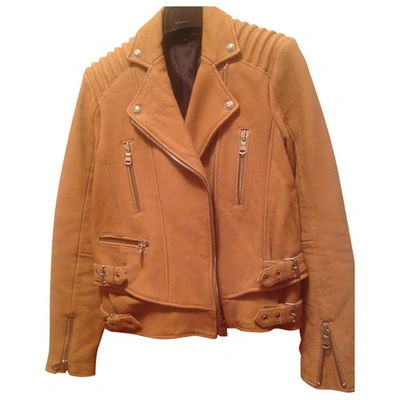 Pre-owned The Kooples Leather Blouson In Camel