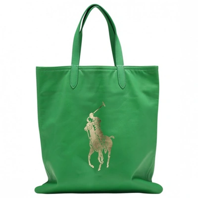 Pre-owned Polo Ralph Lauren Leather Shopping Bag In Green