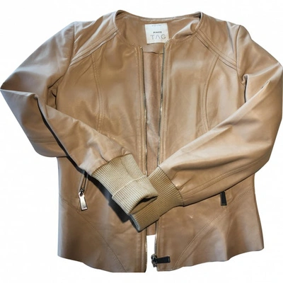 Pre-owned Pinko Camel Leather Jacket