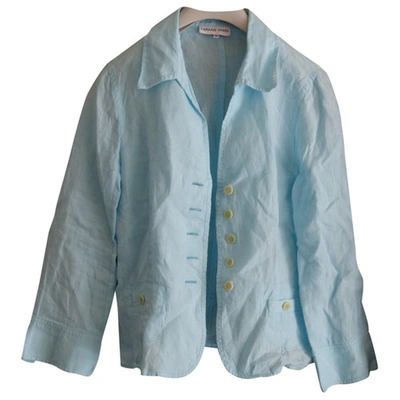 Pre-owned Gerard Darel Short Linen Jacket In Blue