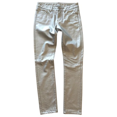 Pre-owned Saint Laurent Slim Pants In Metallic