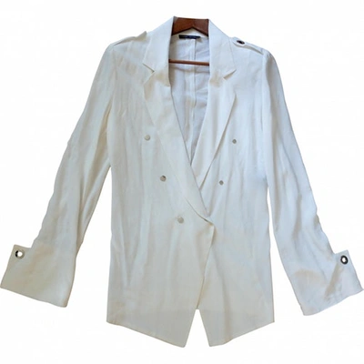 Pre-owned Anthony Vaccarello Silk Blazer In White