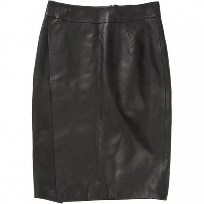 Pre-owned Alexandre Vauthier Mid-length Leather Skirt In Black