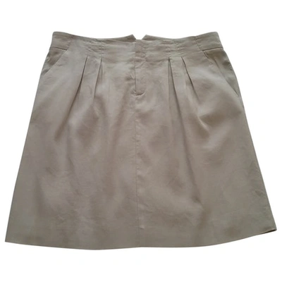 Pre-owned Comptoir Des Cotonniers Linen Skirt In Ecru