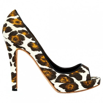 Pre-owned Brian Atwood Canvas Pumps In Brown
