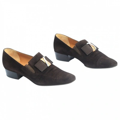 Pre-owned Casadei Brown Suede Flats
