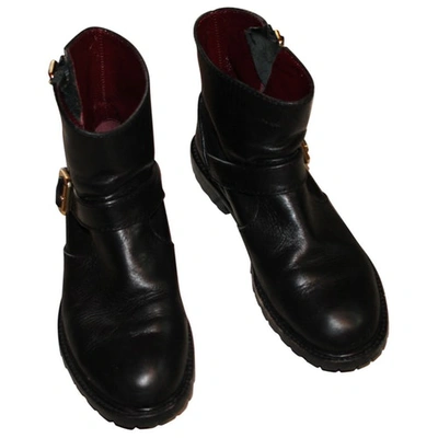 Pre-owned Marc By Marc Jacobs Leather Biker Boots In Black