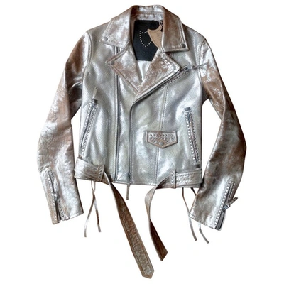 Pre-owned Htc Leather Blouson In Silver