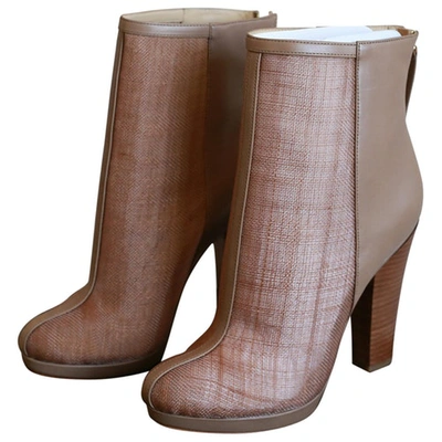 Pre-owned Rachel Zoe Camel Leather Ankle Boots