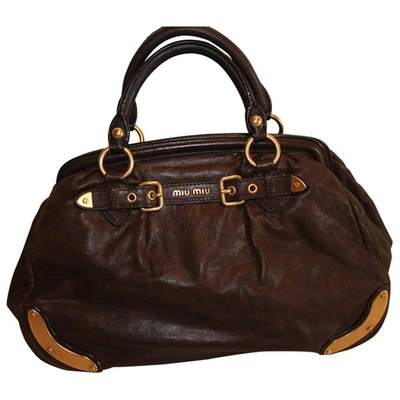 Pre-owned Miu Miu Vitello Handbag In Brown