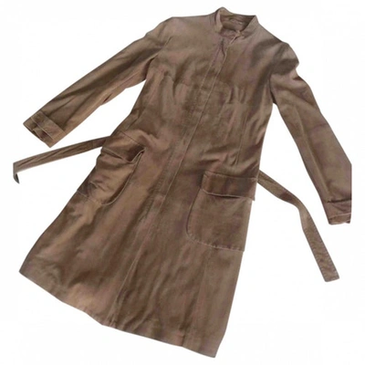 Pre-owned Max Mara Camel Suede Trench Coat