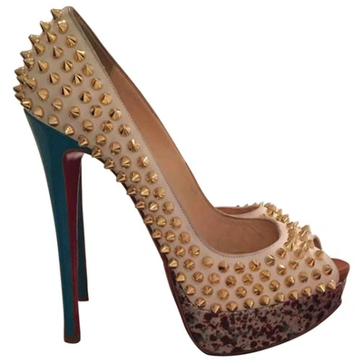 Pre-owned Christian Louboutin White Suede Heels Spike