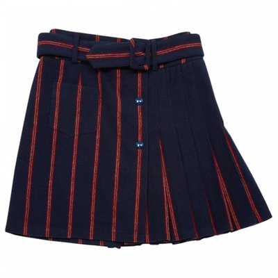 Pre-owned Jc De Castelbajac Wool Mid-length Skirt In Navy