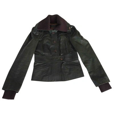 Pre-owned Gucci Leather Blouson In Green