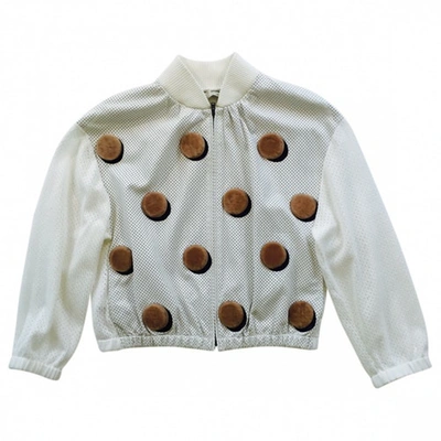 Pre-owned Fendi Leather Short Vest In White