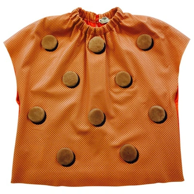 Pre-owned Fendi Leather T-shirt In Orange