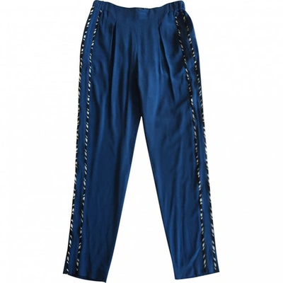 Pre-owned Fendi Silk Straight Pants In Blue