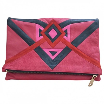 Pre-owned Sandro Leather Clutch Bag In Red