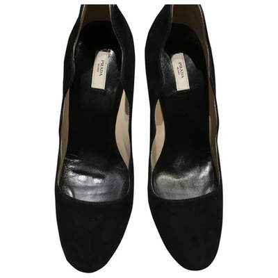 Pre-owned Prada Black Suede Heels