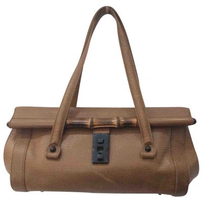 Pre-owned Gucci Bamboo Bullet Leather Handbag In Camel