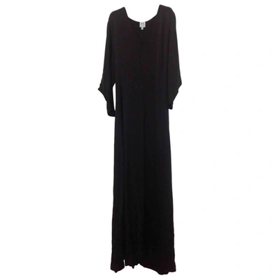 Pre-owned Halston Heritage Silk Maxi Dress In Black