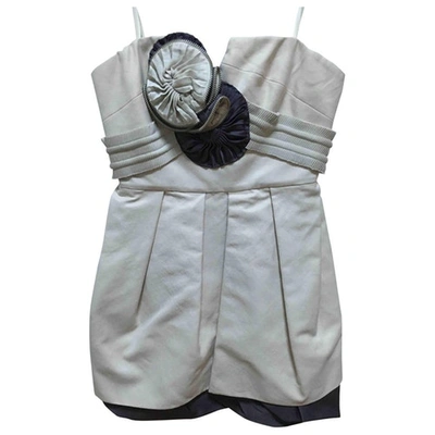 Pre-owned Bcbg Max Azria Mini Dress In Ecru