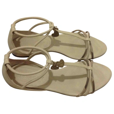 Pre-owned Burberry Leather Sandals In Beige