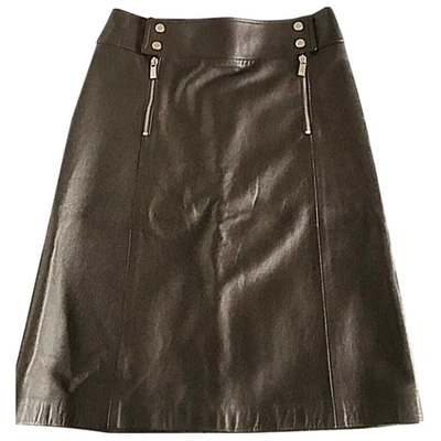 Pre-owned Michael Kors Leather Mid-length Skirt In Brown