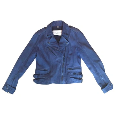 Pre-owned Burberry Blue Leather Leather Jacket