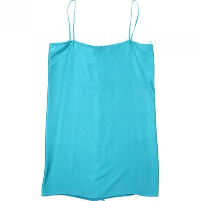 Pre-owned Lanvin Silk Strap Top In Turquoise