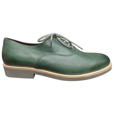Pre-owned Swildens Leather Derbies In Green
