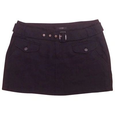 Pre-owned Guess Linen Mini Skirt In Black