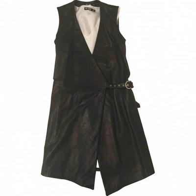 Pre-owned Blk Dnm Leather Mid-length Dress In Black