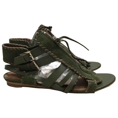 Pre-owned Iro Leather Sandals In Khaki