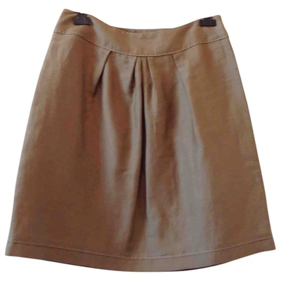 Pre-owned Alberta Ferretti Linen Skirt In Camel