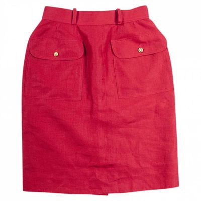 Pre-owned Chanel Linen Skirt In Red
